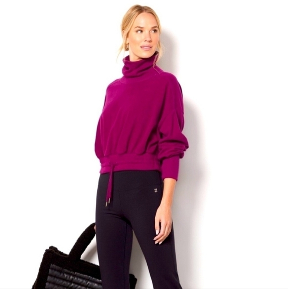 Sweaty Betty Melody Luxe Fleece Amaranth Pink Turtleneck Pullover - Size S - Picture 2 of 11